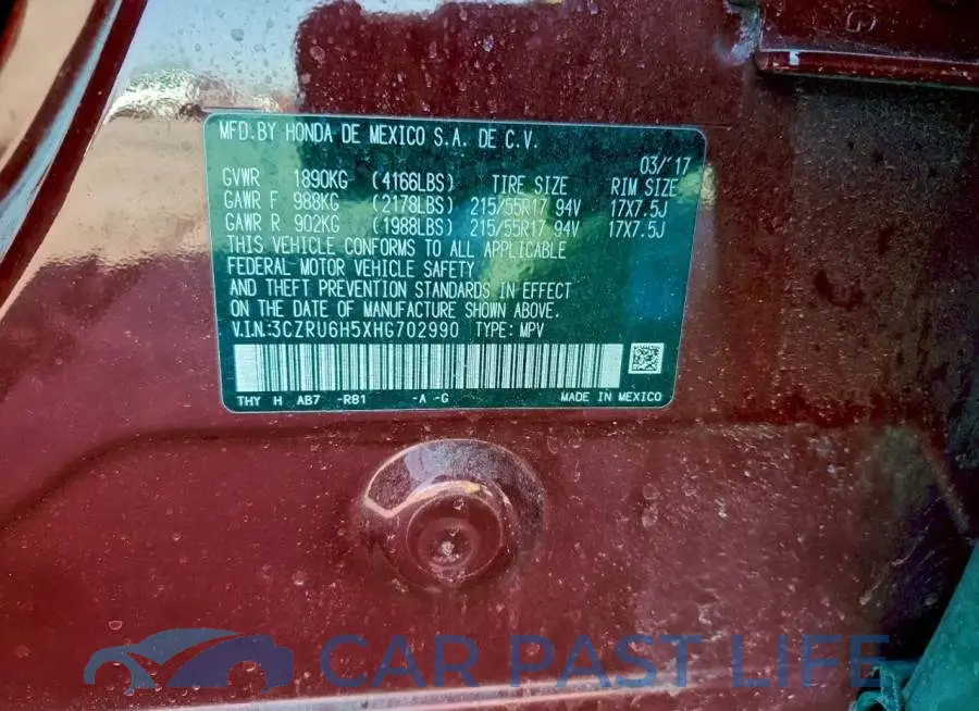 3CZRU6H5XHG702990# 14