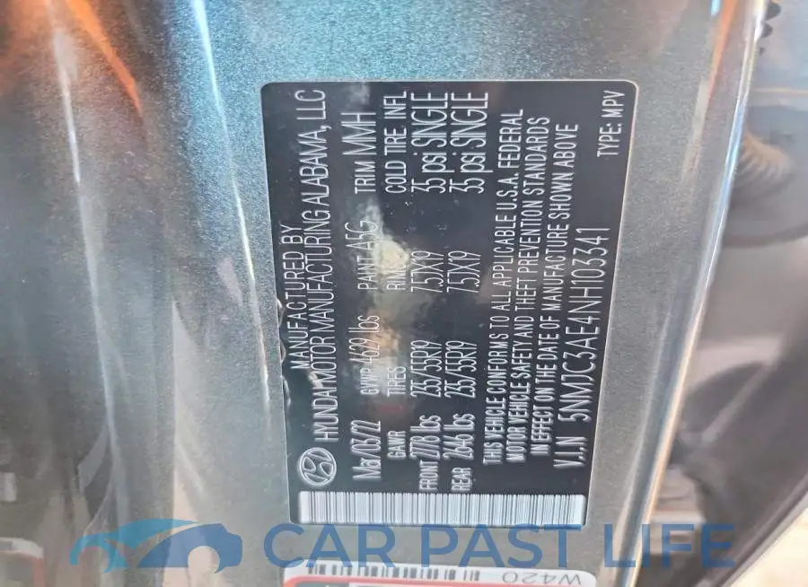 5NMJC3AE4NH103341# 13