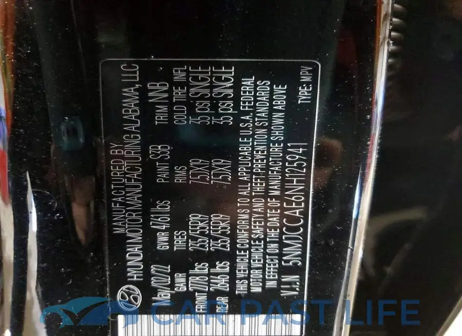 5NMJCCAE6NH125941# 13