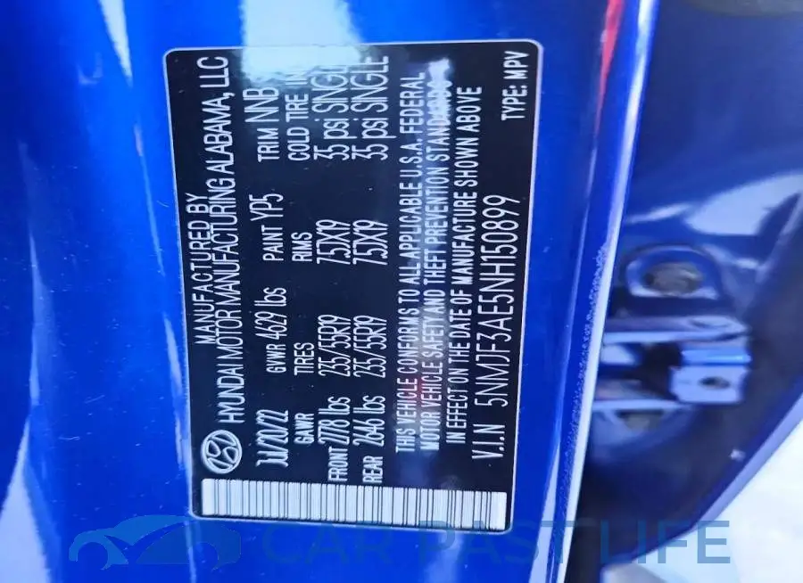 5NMJF3AE5NH150899# 12