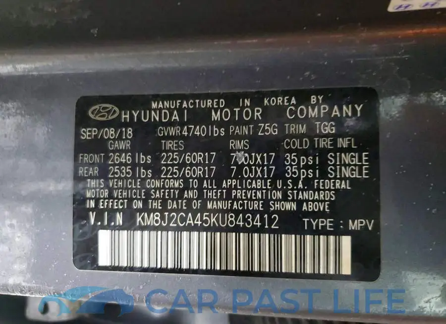 KM8J2CA45KU843412# 13
