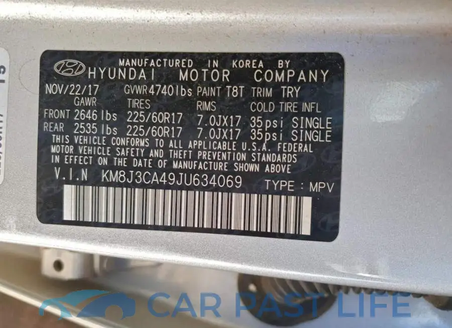 KM8J3CA49JU634069# 13