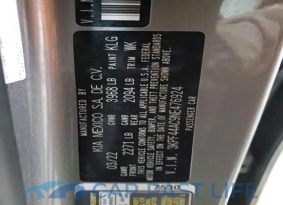 3KPF44AC9NE476924# 13
