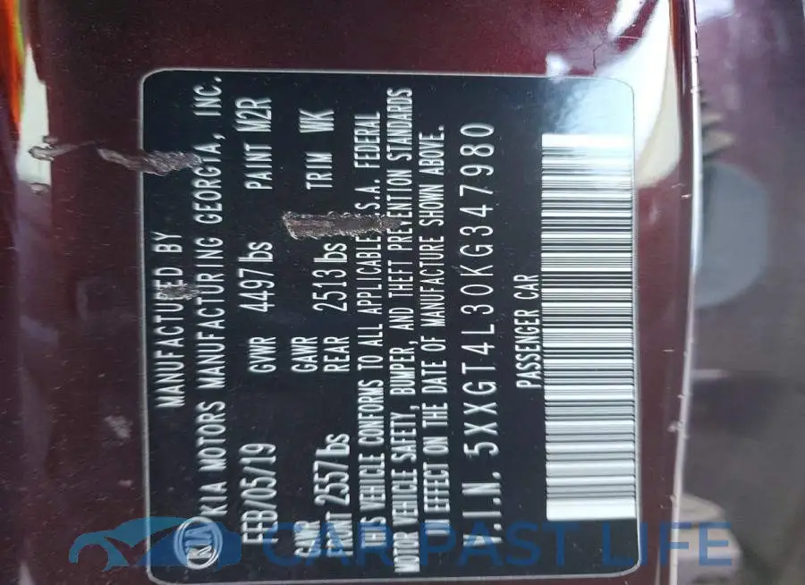 5XXGT4L30KG347980# 13