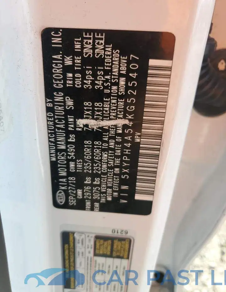 5XYPH4A54KG525407# 13