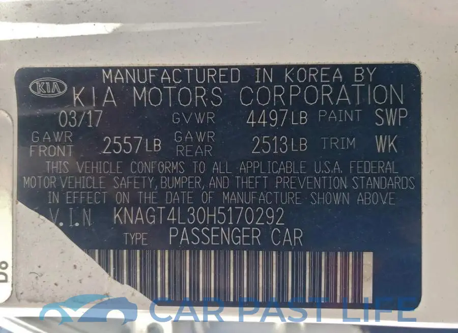 KNAGT4L30H5170292# 12