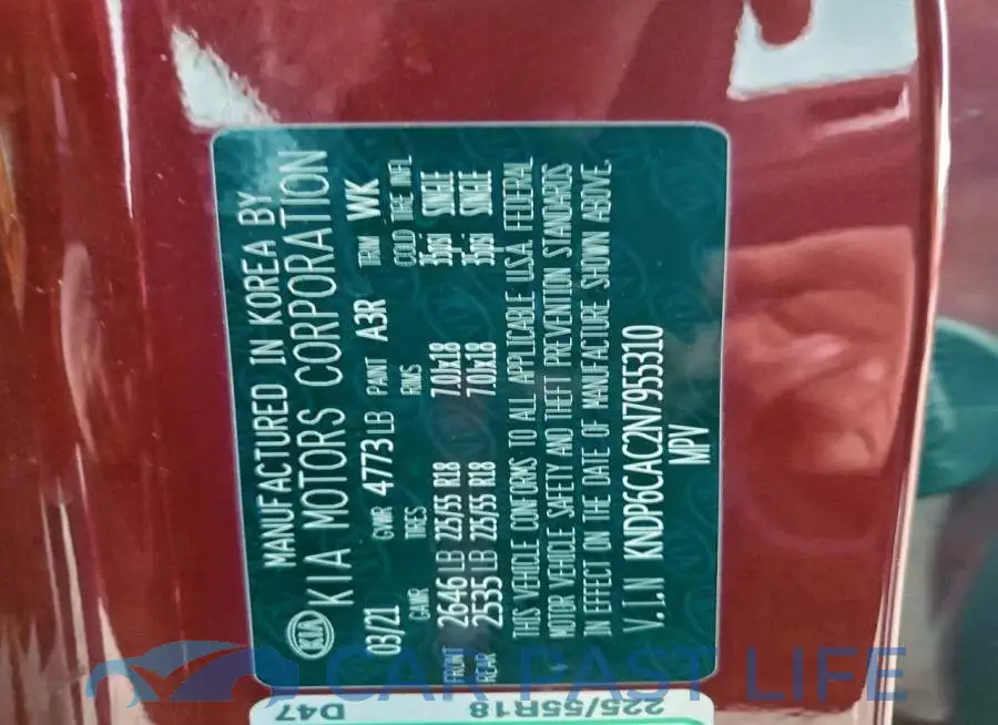 KNDP6CAC2N7955310# 12