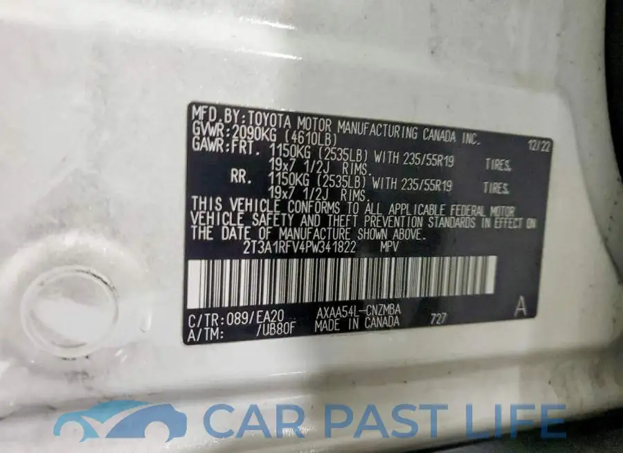2T3A1RFV4PW341822# 13