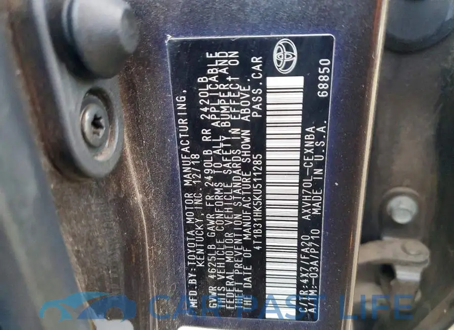 4T1B31HK5KU511285# 13
