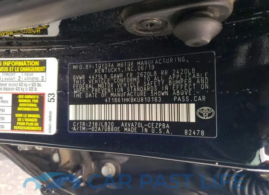 4T1B61HK8KU810163# 12