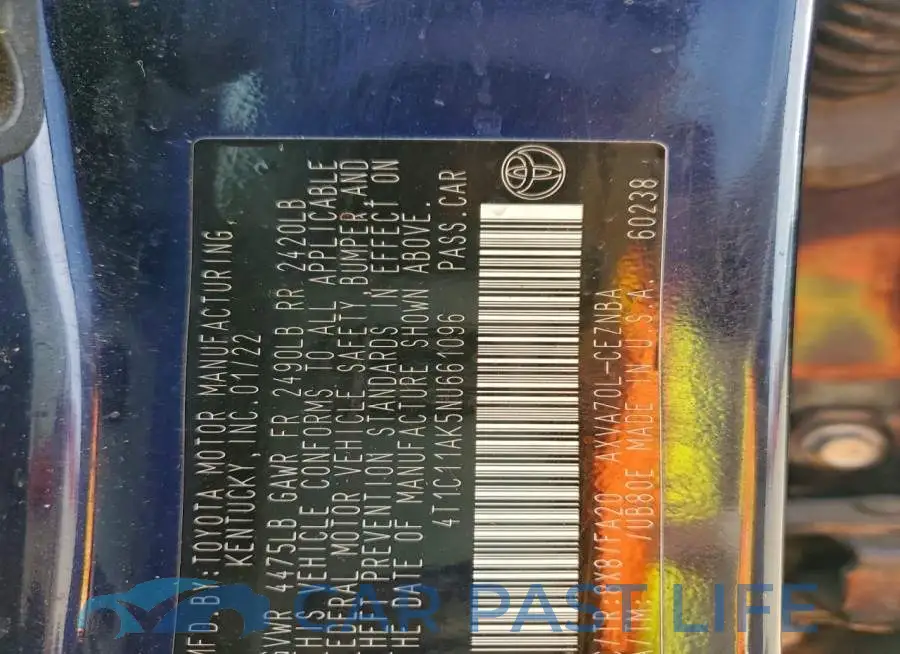 4T1C11AK5NU661096# 12