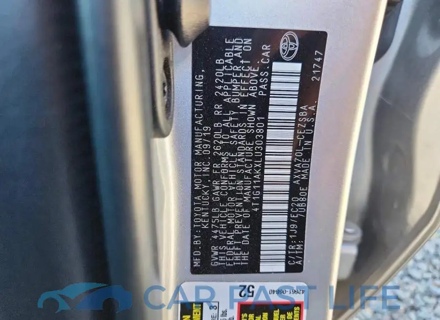 4T1G11AKXLU303801# 12