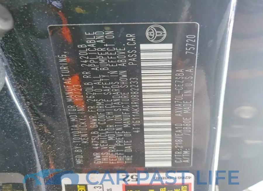 4T1G11AKXRU882233# 12
