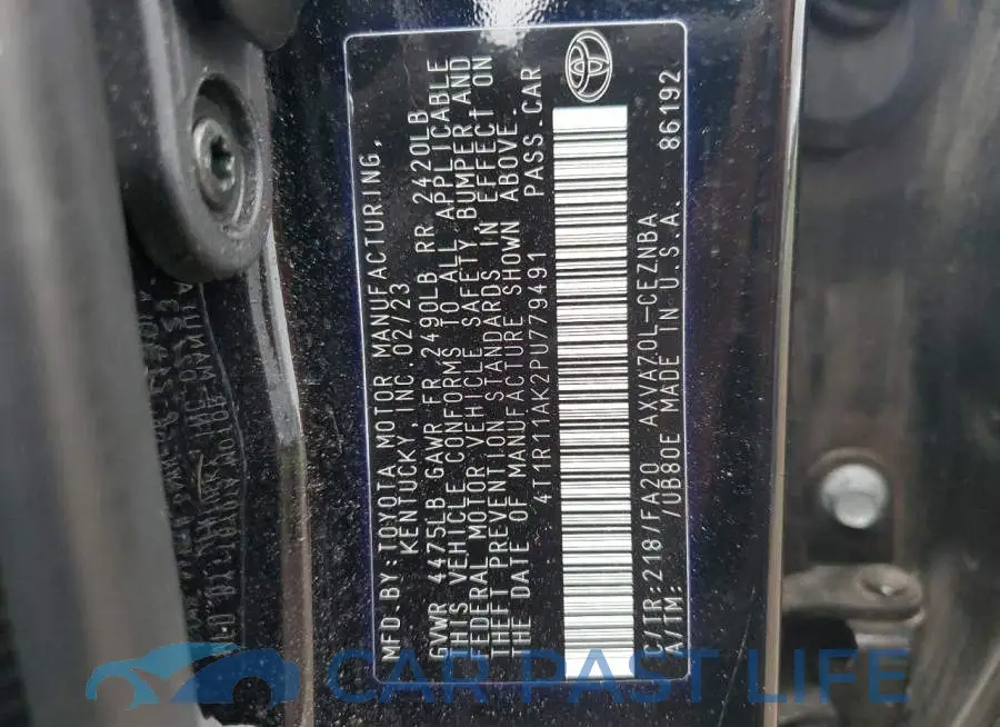 4T1R11AK2PU779491# 12