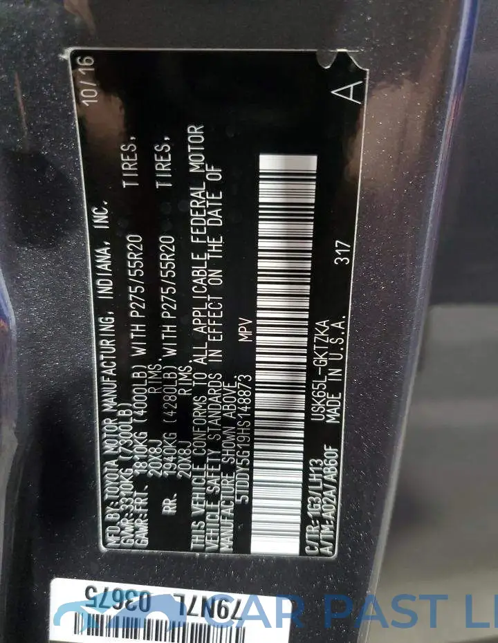 5TDDY5G19HS148873# 13