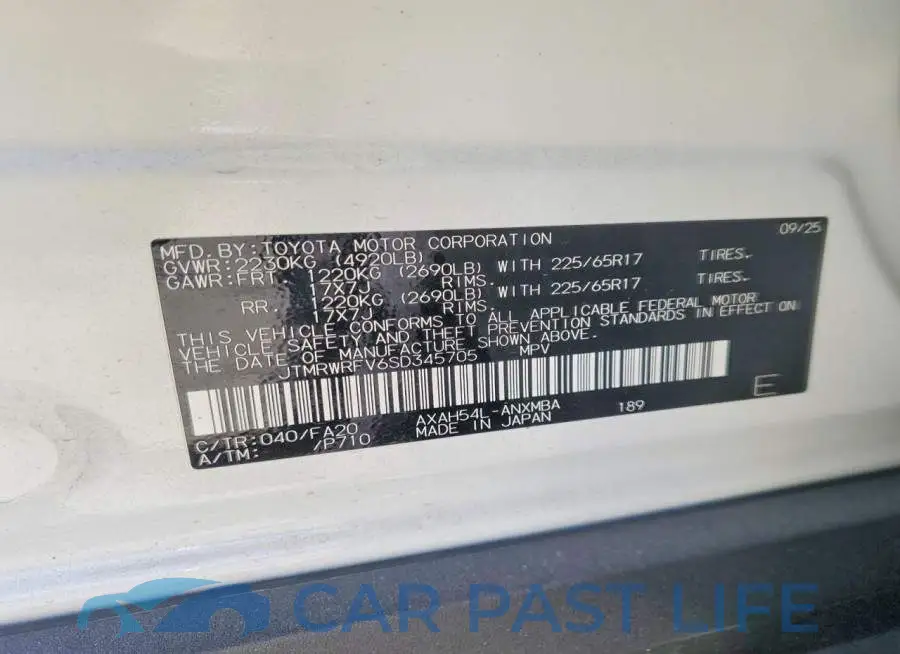 JTMRWRFV6SD345705# 13