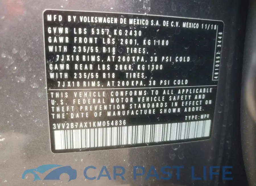 3VV2B7AX1KM054836# 13