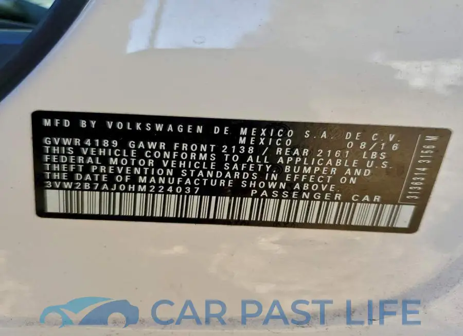 3VW2B7AJ0HM224037# 12
