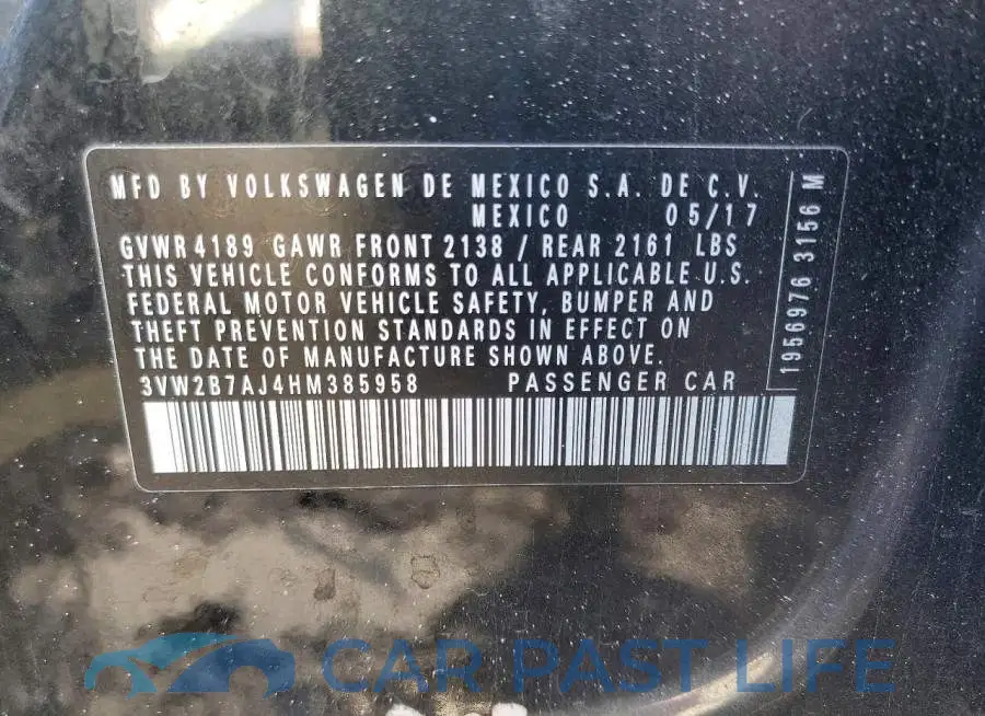 3VW2B7AJ4HM385958# 12
