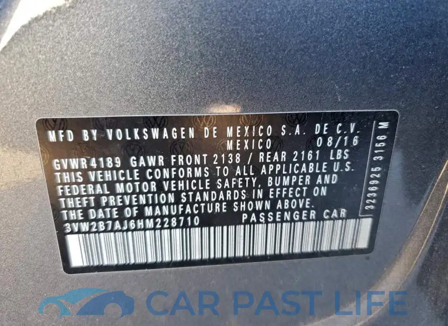3VW2B7AJ6HM228710# 12