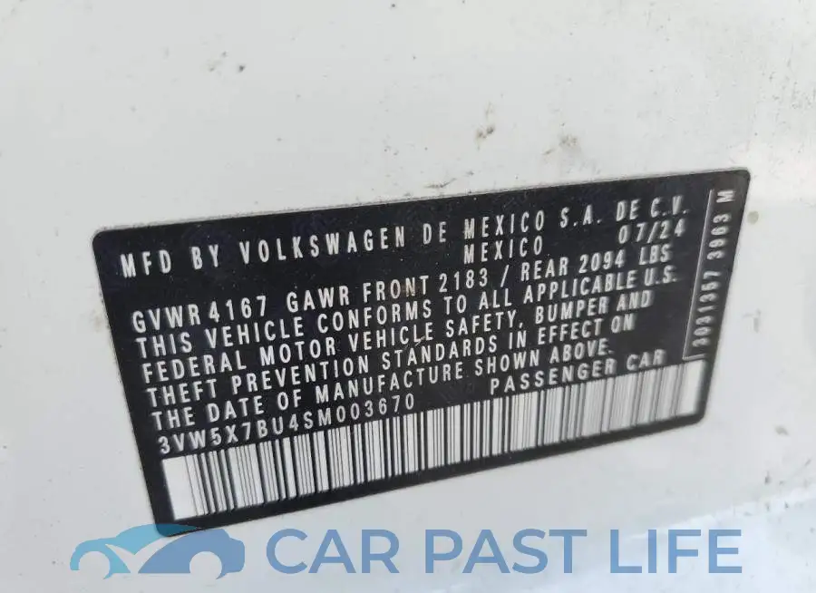 3VW5X7BU4SM003670# 13
