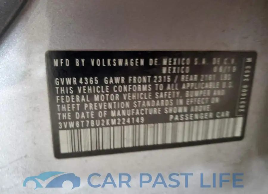 3VW6T7BU2KM224149# 12