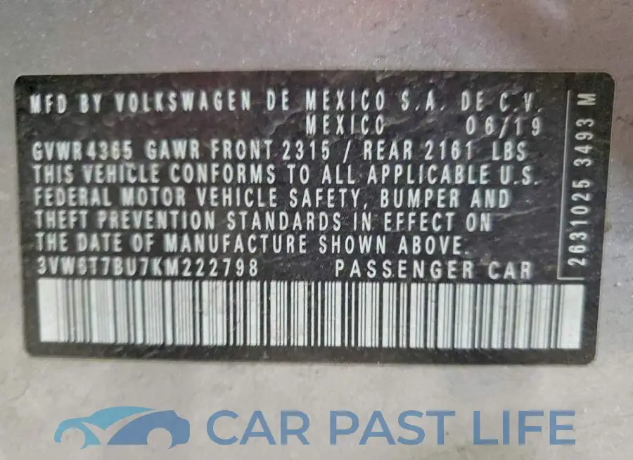 3VW6T7BU7KM222798# 13