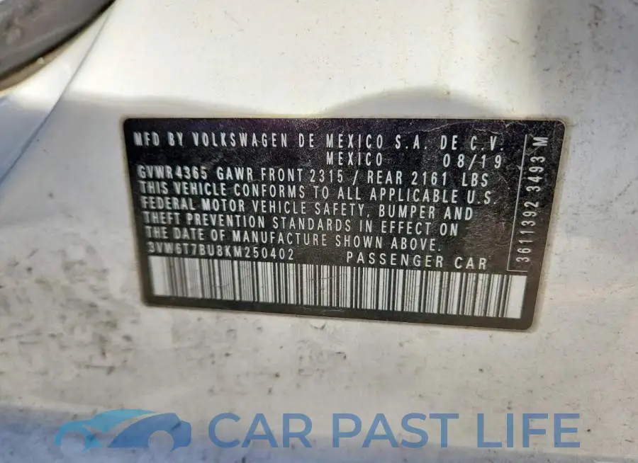 3VW6T7BU8KM250402# 12