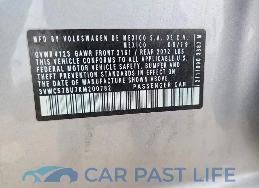 3VWC57BU7KM200782# 12
