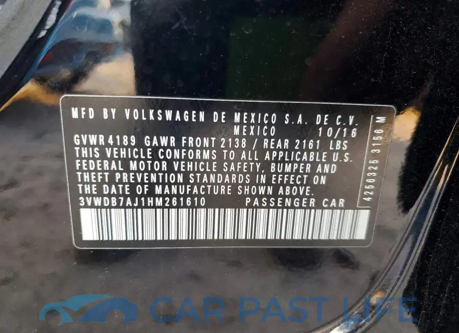 3VWDB7AJ1HM261610# 12