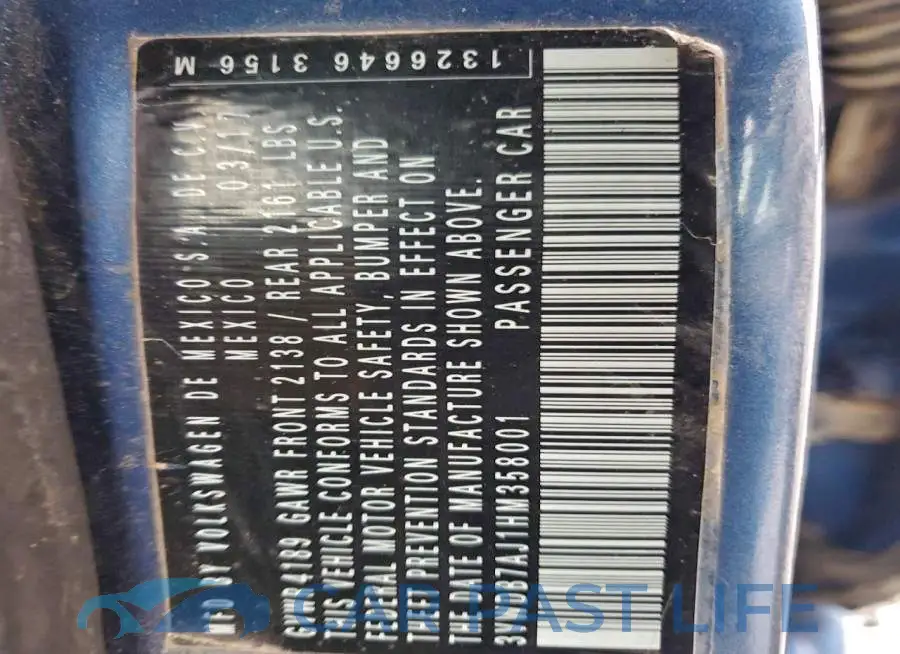 3VWDB7AJ1HM358001# 12