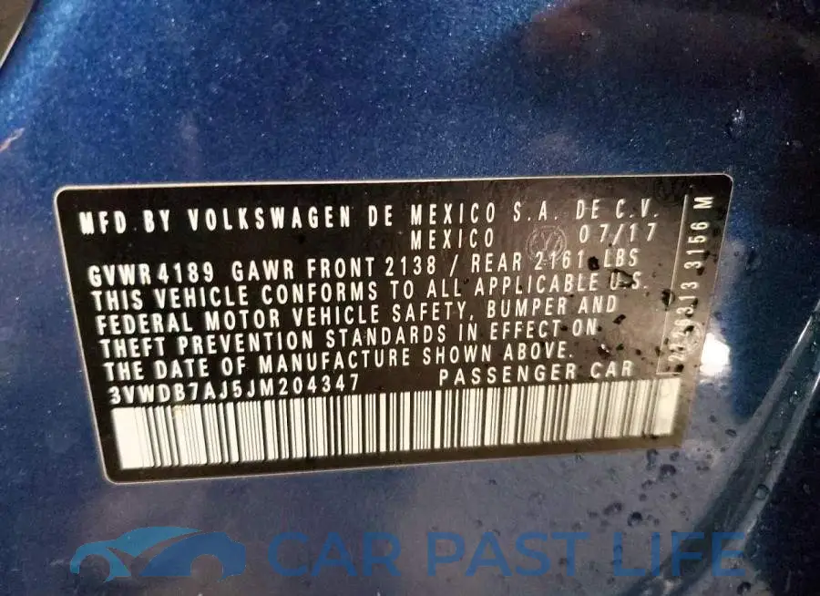 3VWDB7AJ5JM204347# 12