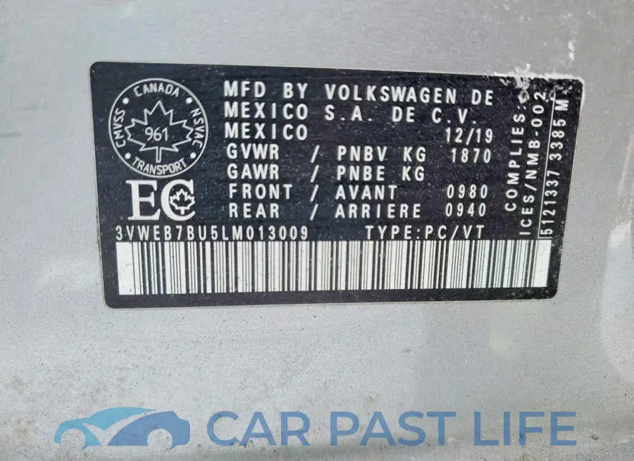 3VWEB7BU5LM013009# 12