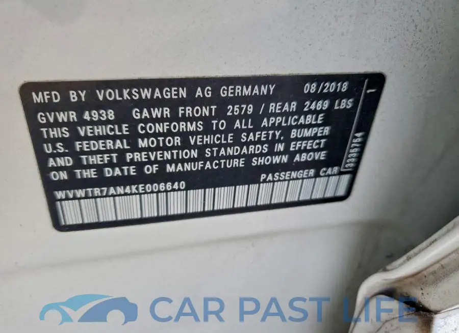 WVWTR7AN4KE006640# 12