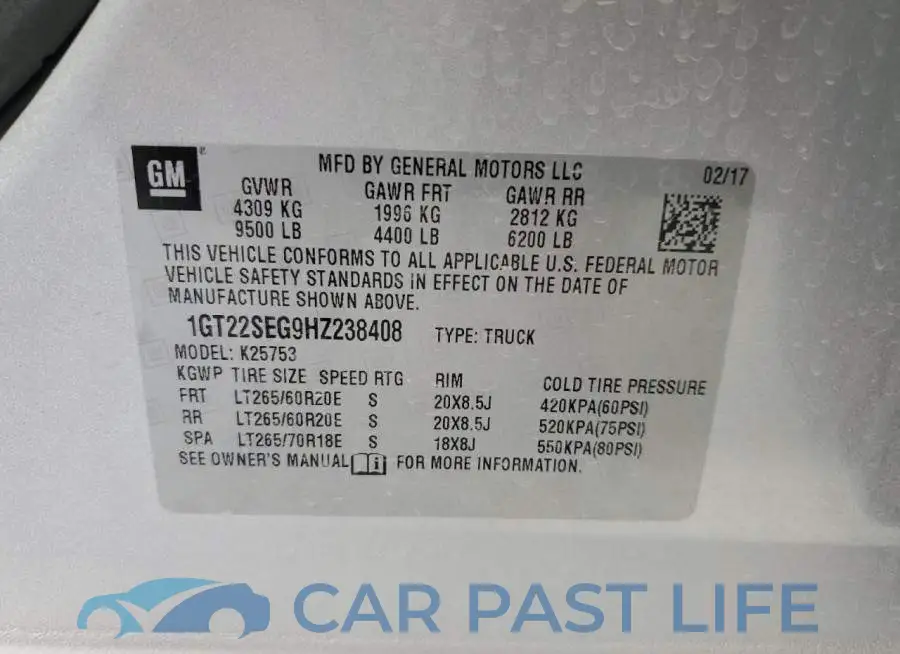 1GT22SEG9HZ238408# 12