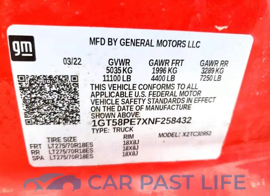 1GT58PE7XNF258432# 11