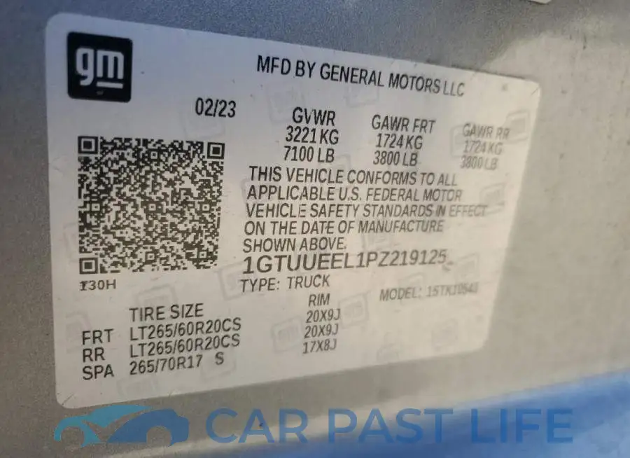 1GTUUEEL1PZ219125# 12