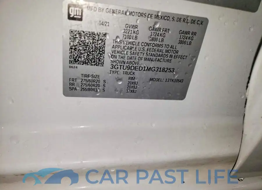 3GTU9DED1MG318253# 12