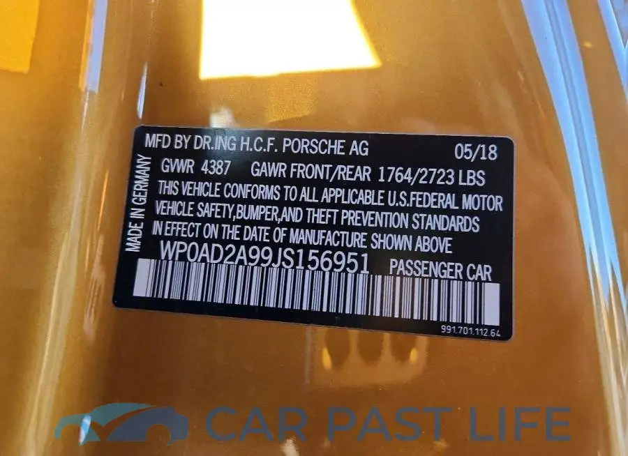 WP0AD2A99JS156951# 14