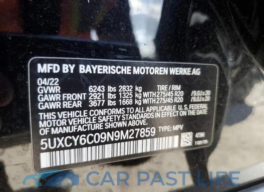 5UXCY6C09N9M27859# 13