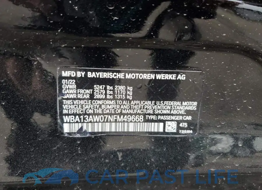 WBA13AW07NFM49668# 12