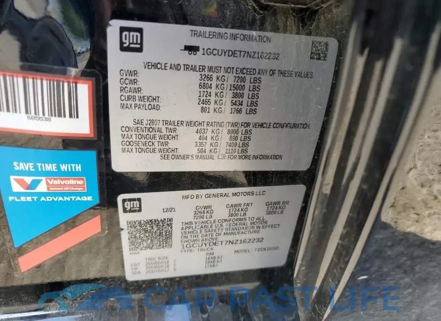 1GCUYDET7NZ162232# 12