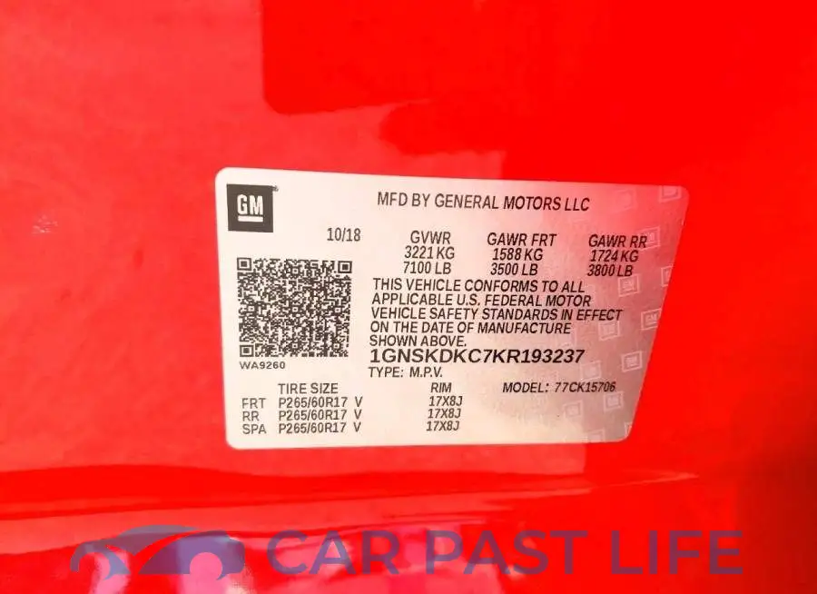 1GNSKDKC7KR193237# 13