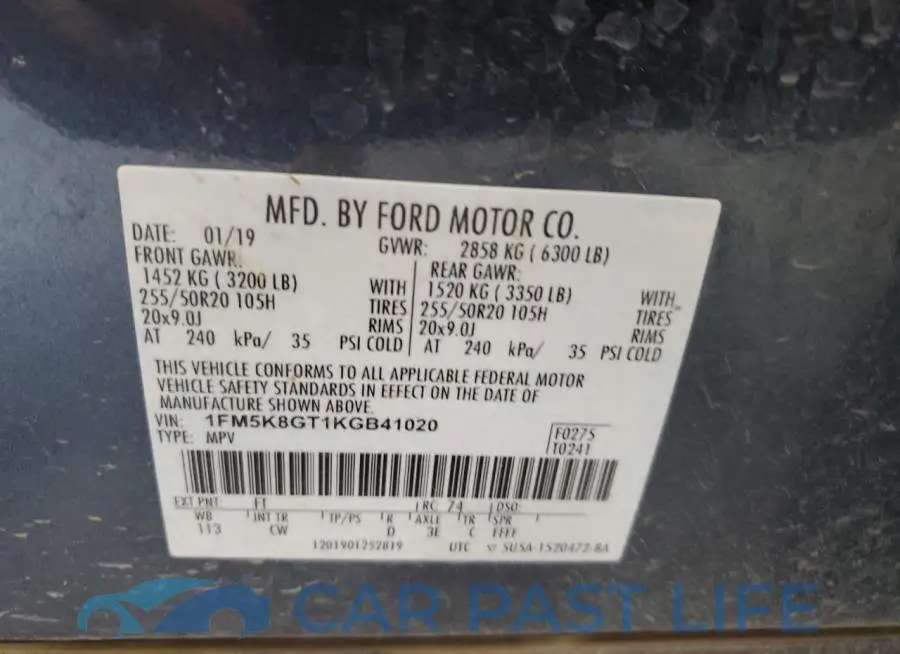 1FM5K8GT1KGB41020# 13