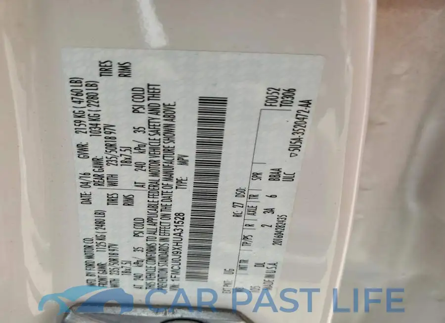 1FMCU0J9XHUA31528# 13