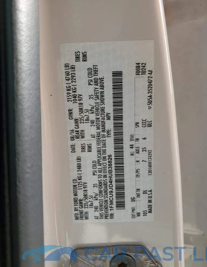 1FMCU9JD4HUB38826# 13