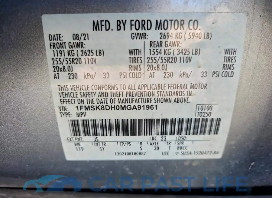 1FMSK8DH0MGA91961# 13