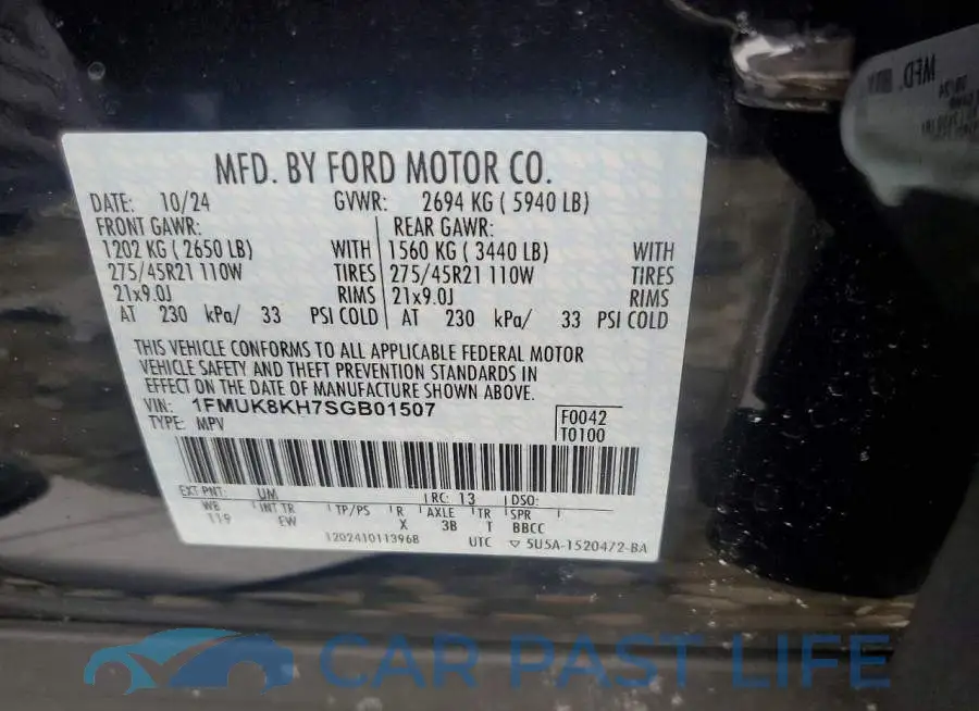 1FMUK8KH7SGB01507# 12