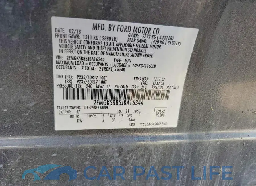 2FMGK5B85JBA16344# 13