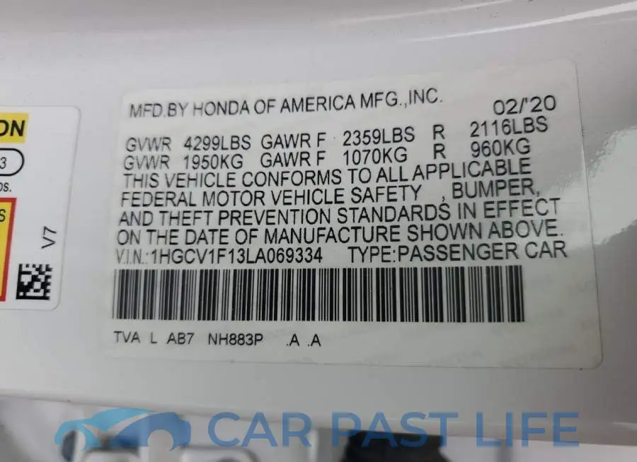 1HGCV1F13LA069334# 12